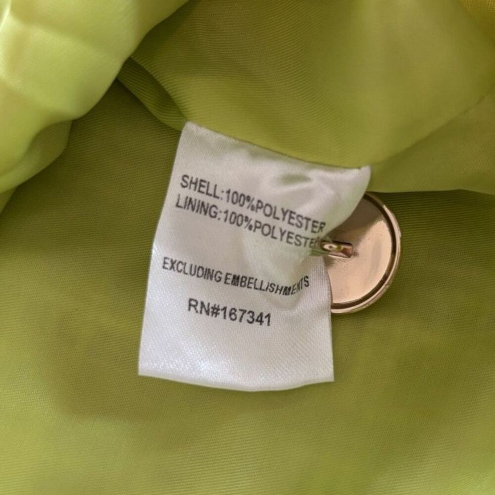 Hello Molly Lime Green Coquette Preppy Tweed Cropped Collared Blazer Jacket XS - Picture 7 of 7